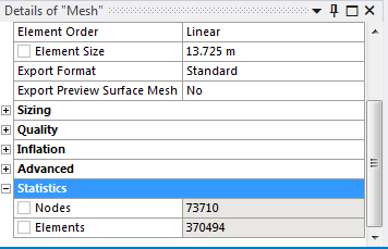 Fluid Domain Mesh Statistic